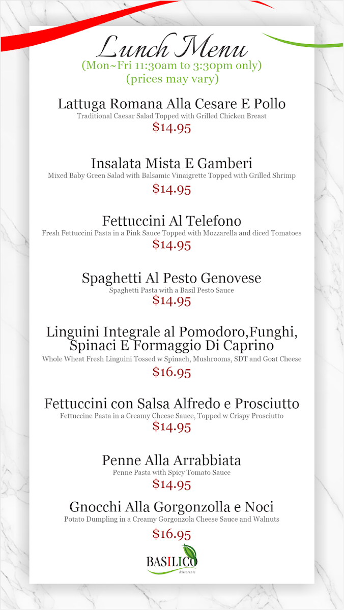 Basilico Ristorante Menu-2